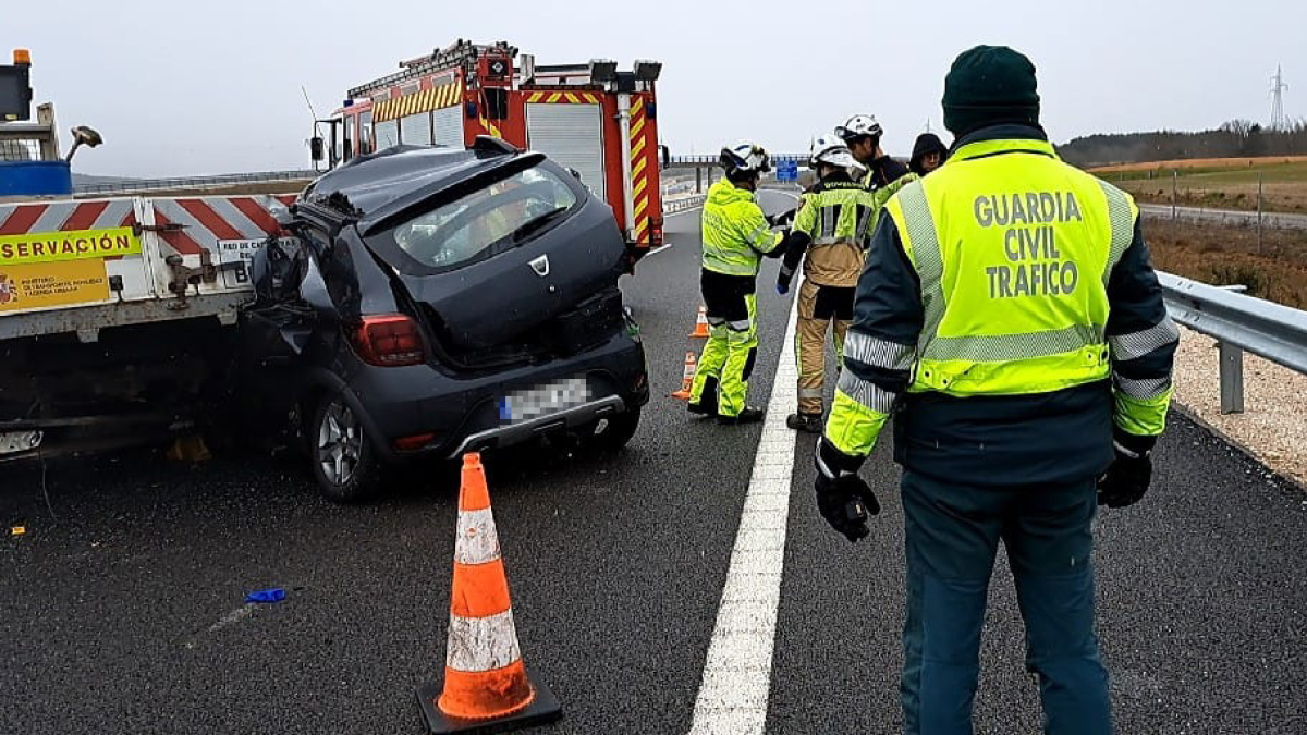 Imagen del accidente en la A-73.