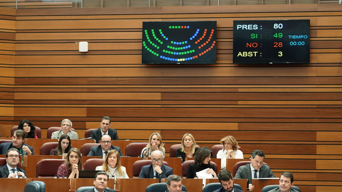 Una votación en el Pleno de las Cortes de Castilla y León.