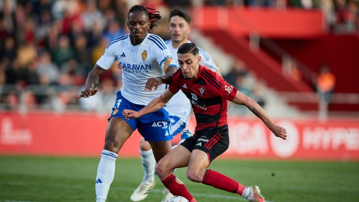 Ilyas Chaira, durante el partido del Mirandés.