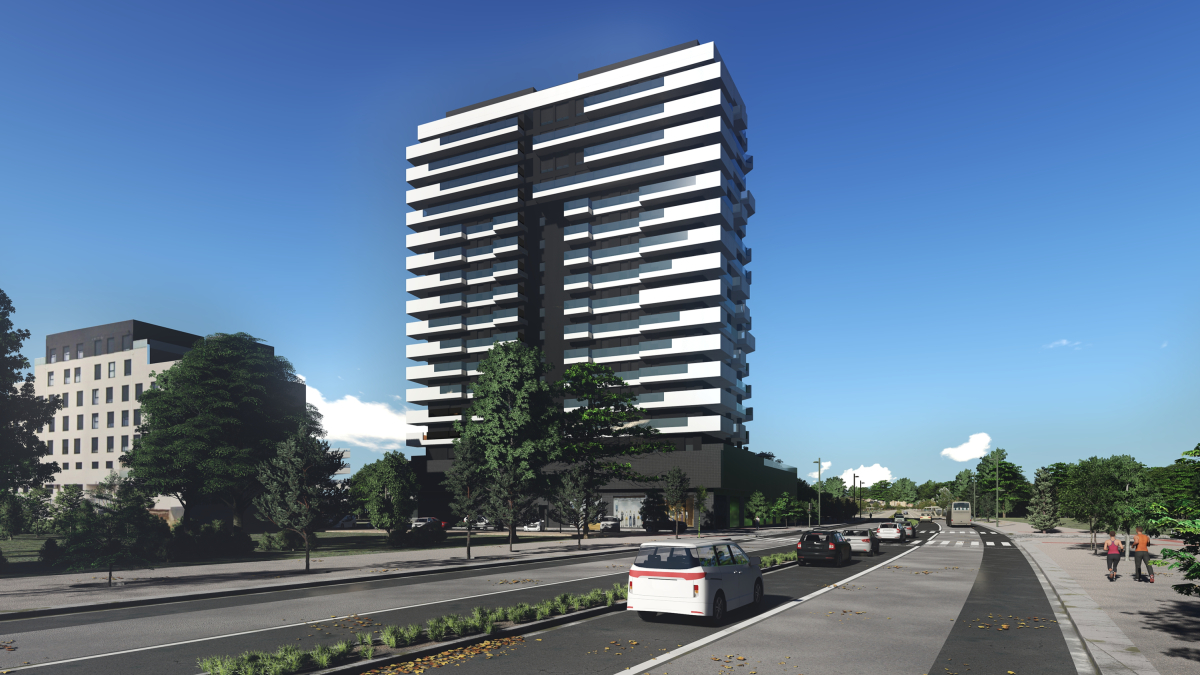 Recreación de la imagen que tendrá la 'Torre Celofán' que se incorporará al 'skyline' de la antigua estación de Burgos.