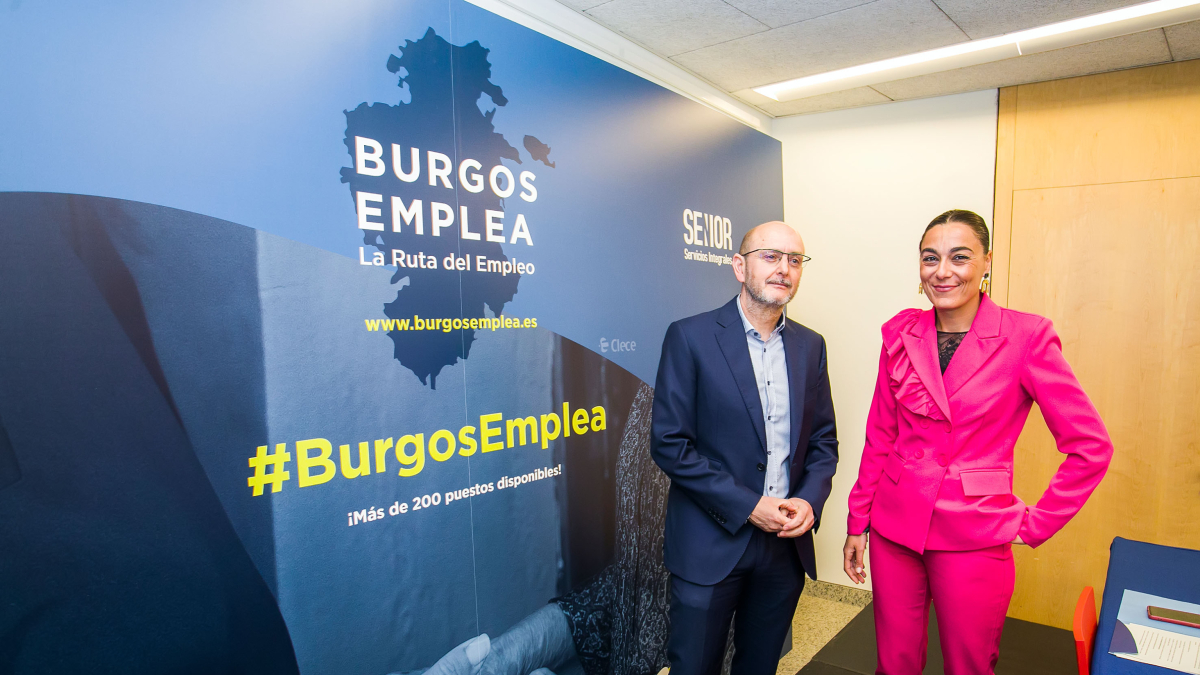 José Vicente Ortega y Laura Cantero, en la presentación de la ruta 'Burgos Emplea' de Clece.