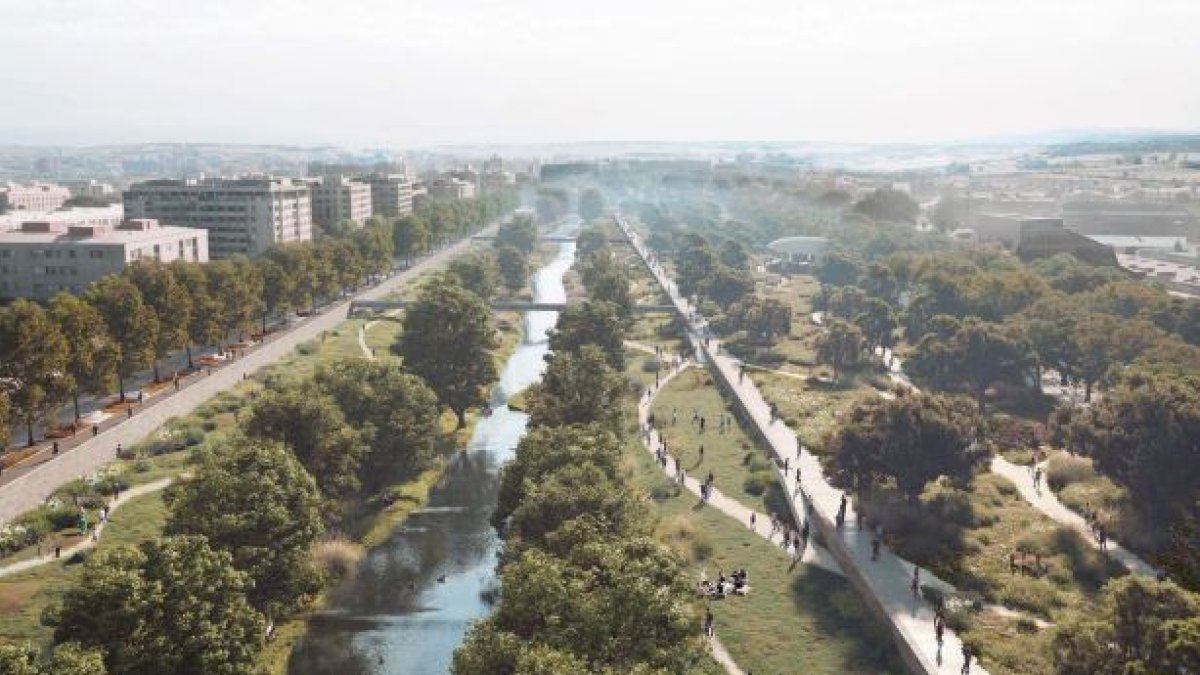 Recreación del río Arlazón en la propuesta 'Las edades del Agua' que ganó el concurso 'Burgos Río'