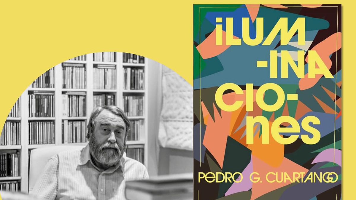 Pedro G. Cuartango junto a la portada de su nuevo libro, 'Iluminaciones'.