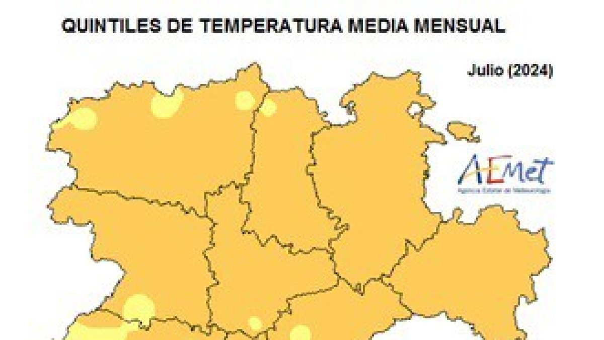Gráfico elaborado por la Aemet sobre el resumen climatológico del mes de julio en CyL