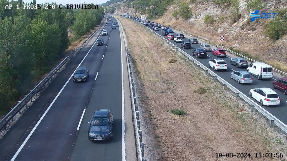 Imagen de las retenciones en la AP- en Briviesca.