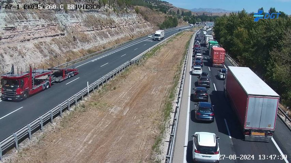 Retenciones en la AP-1 en Briviesca en la AP1