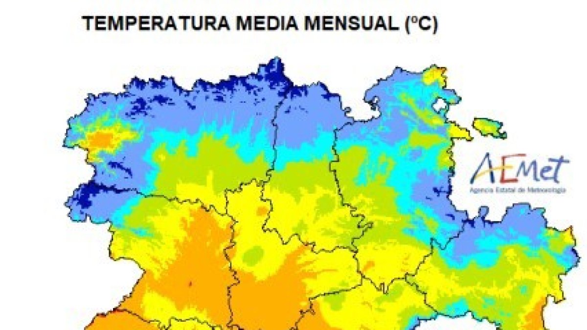 Temperatura media mensual en Castilla y León.