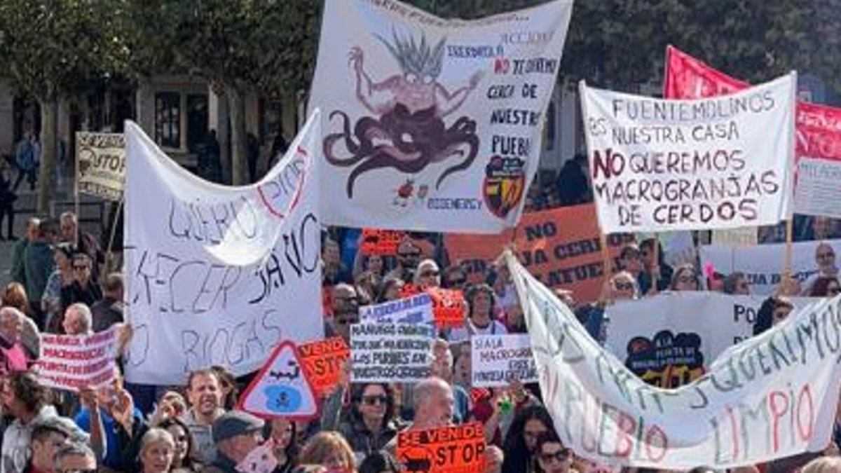 Concentración de la plataforma Stopmacrogranja.Fuentemolinos en Aranda de Duero (Burgos).