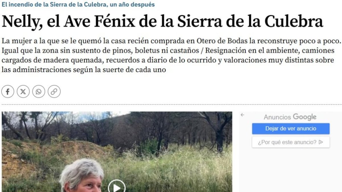 'Nelly, el Ave Fénix de la Sierra de la Culebra', reportaje de Alicia Calvo premiado en la XXXVIII edición del Premio de Periodismo Francisco de Cossío.