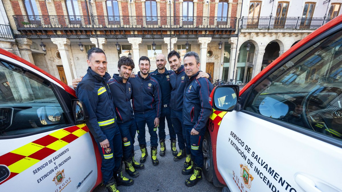 Primer retén de bomberos de Burgos movilizados en Paiporta (Valencia) por la DANA