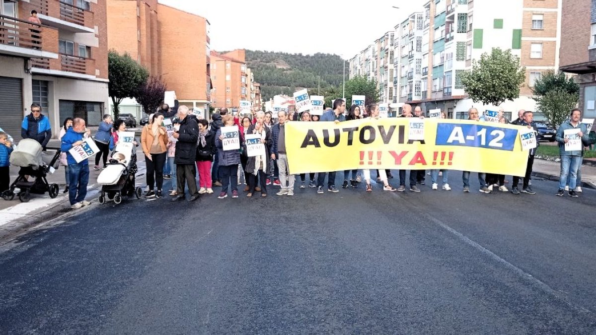 Concentración en Belorado, el pasado mes de septiembre, para exigir la finalización de la A-12.