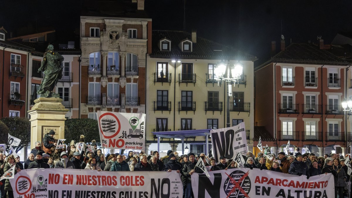 Imagen de la protesta contra los aparcamientos de altura del pasado mes de enero.