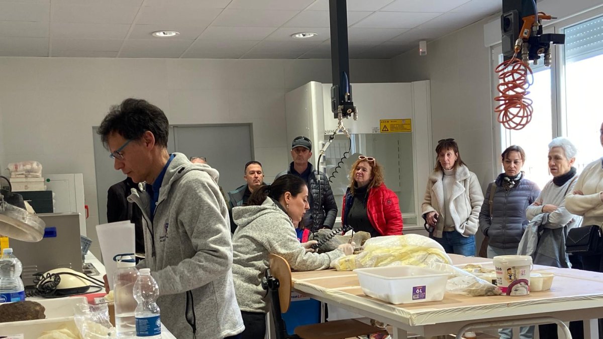 Jornada de Puertas Abiertas en el nuevo laboratorio de restauración del Museo de Dinosaurios de Salas de los Infantes.