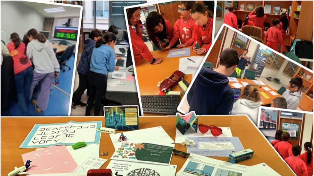 Niños y niñas participan en el 'escape room'.