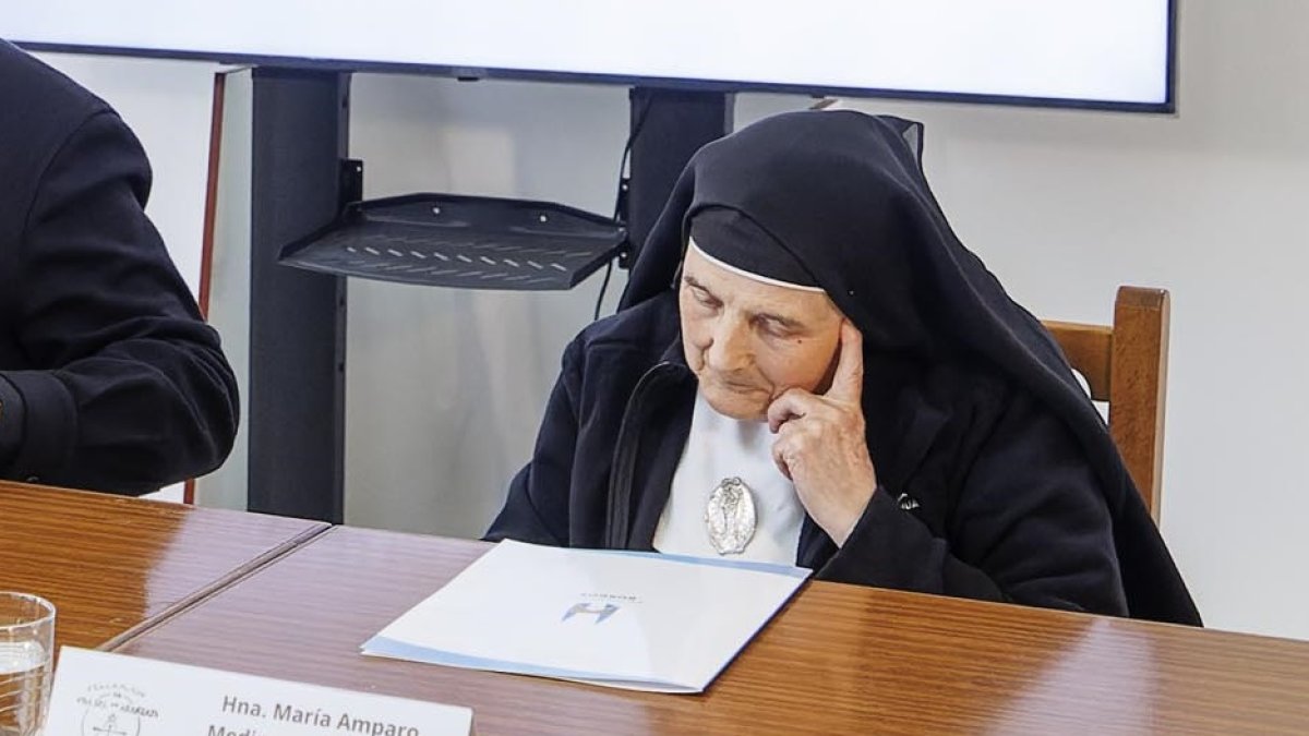 Sor Amparo, en la parroquia de Santa María de Briviesca.