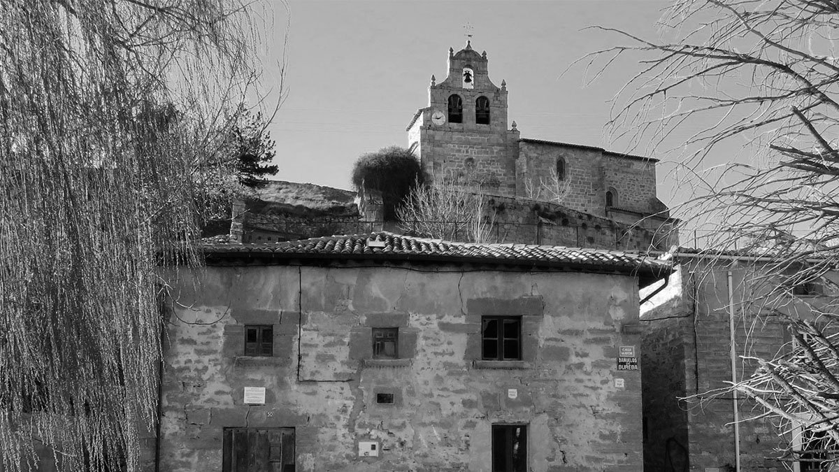 Estampa de la Escuela de Bañuelos de Bureba, sede de la Asociación Escuela Benaiges.