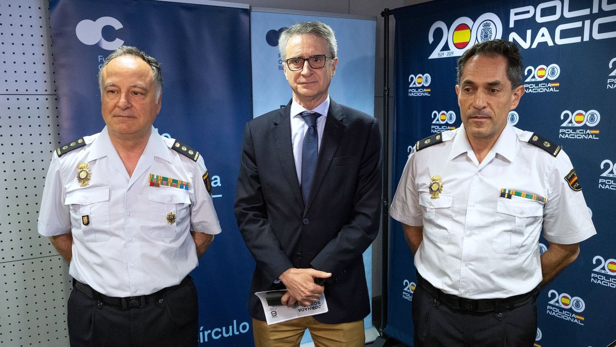 Benito Maximino Martínez, Emilio de Domingo y David Calvete, ayer, en la Fundación Círculo.