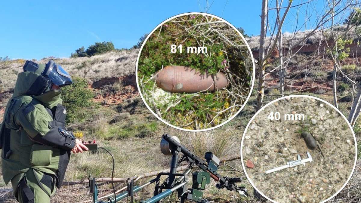 Imagen de los tres proyectiles desactivados.
