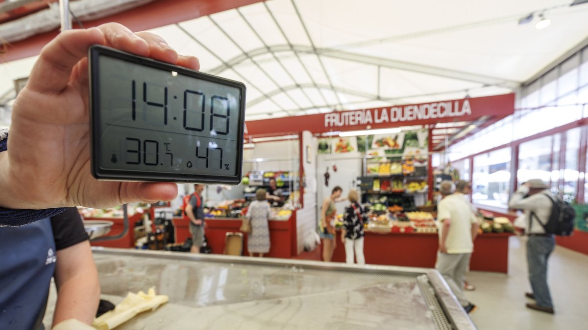 La temperatura sobrepasa estos días los 30 grados en el Mercado Norte provisional.