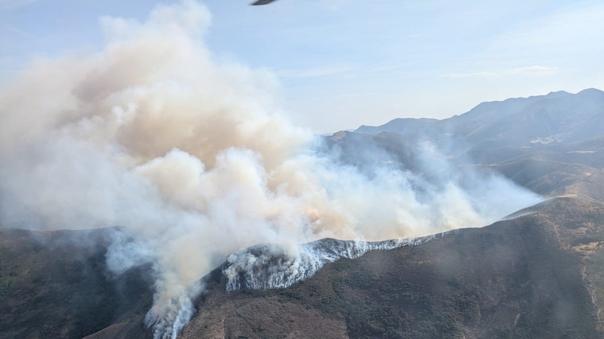 Imagen del incendio en Barniedo de la Reina (León), declarado de gravedad 1.