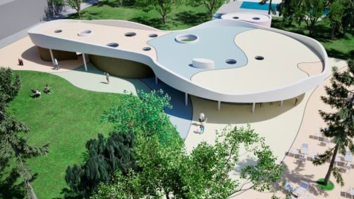 Imagen del proyecto del edificio central de las piscinas exteriores de El Plantío que el estudio Barrio y Cameno comparte en su página web.