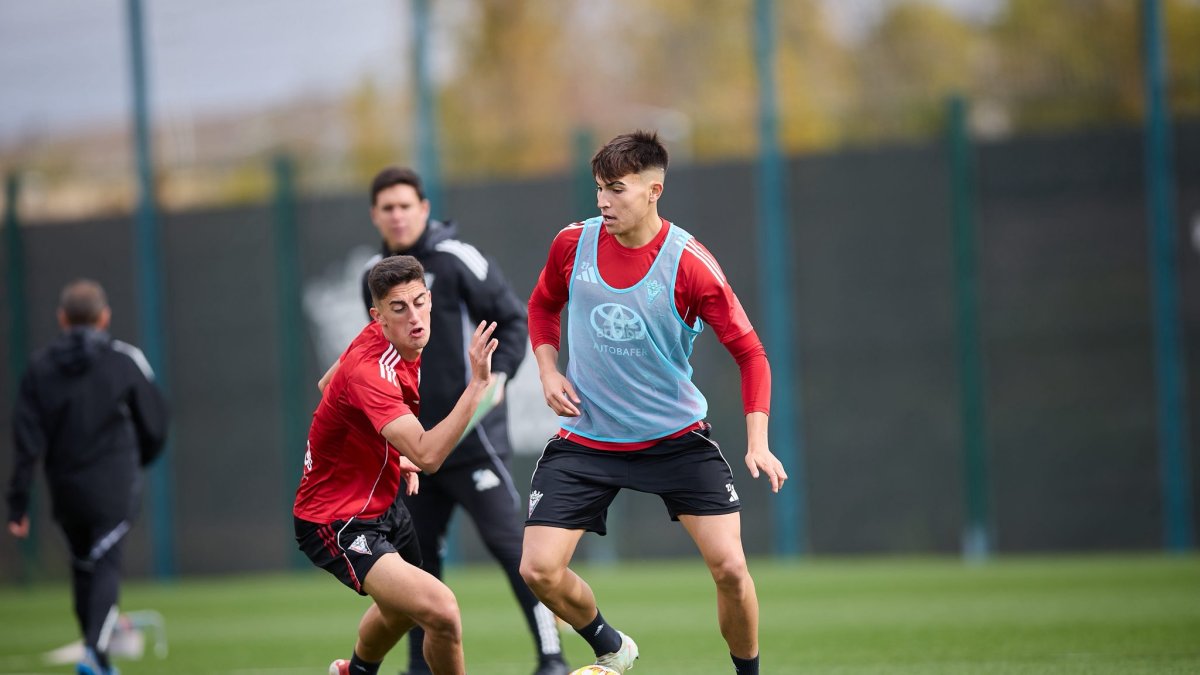 Imagen del último entrenamiento del Mirandés.