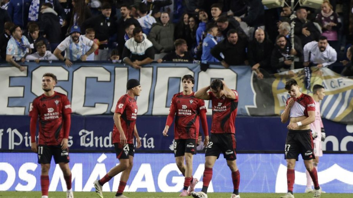 El Mirandés se queda sin premio en Málaga tras un desenlace cruel