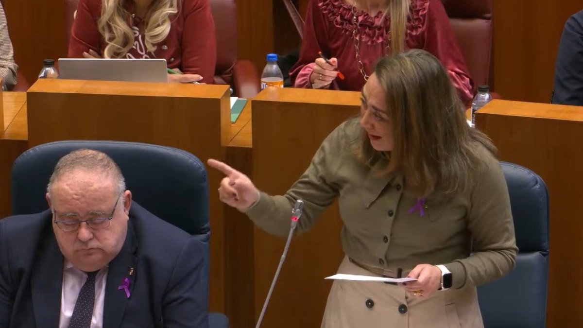 La consejera de Agricultura y Ganadería, María González Corral, durante el Pleno de las Cortes.
