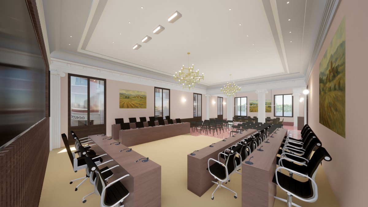 Recreación del nuevo salón de plenos de la Diputación de Burgos.