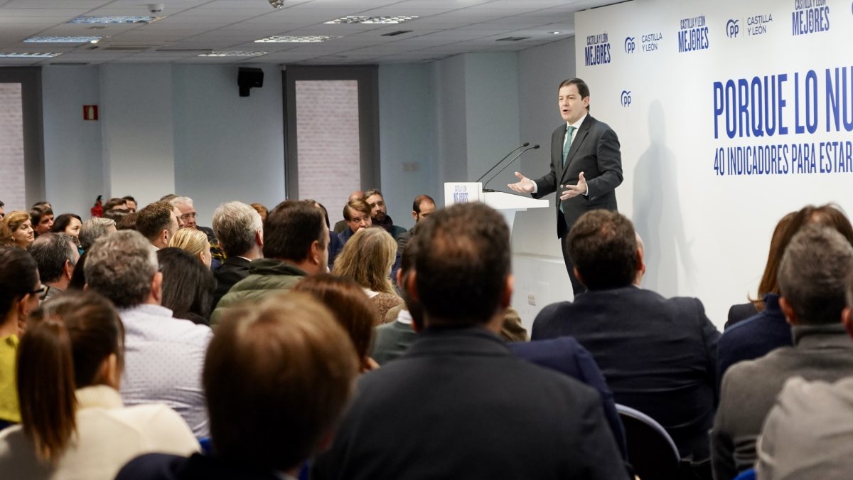 El presidente del Partido Popular de Castilla y León, Alfonso Fernández Mañueco, clausura el foro de presentación de los indicadores del proyecto ‘Castilla y León entre las 3 mejores comunidades de España’.