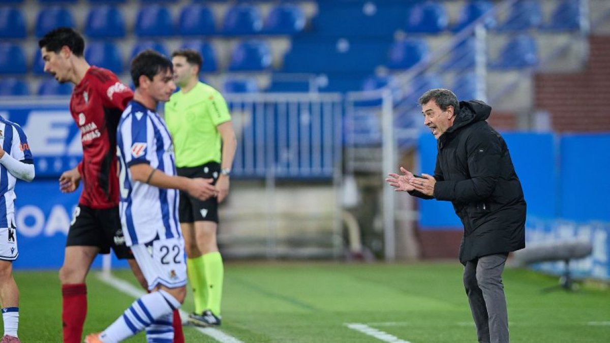 Jesús Galván, durante el partido contra la Real Sociedad B.