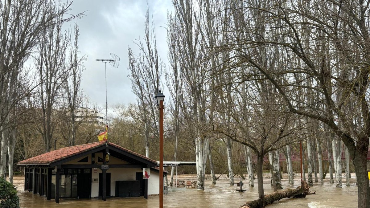 Imagen del quiosco inundado por la crecida del río Duero