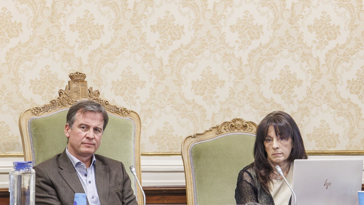 Borja Suárez e Inmaculada Sierra, en el pleno de la Diputación de Burgos.