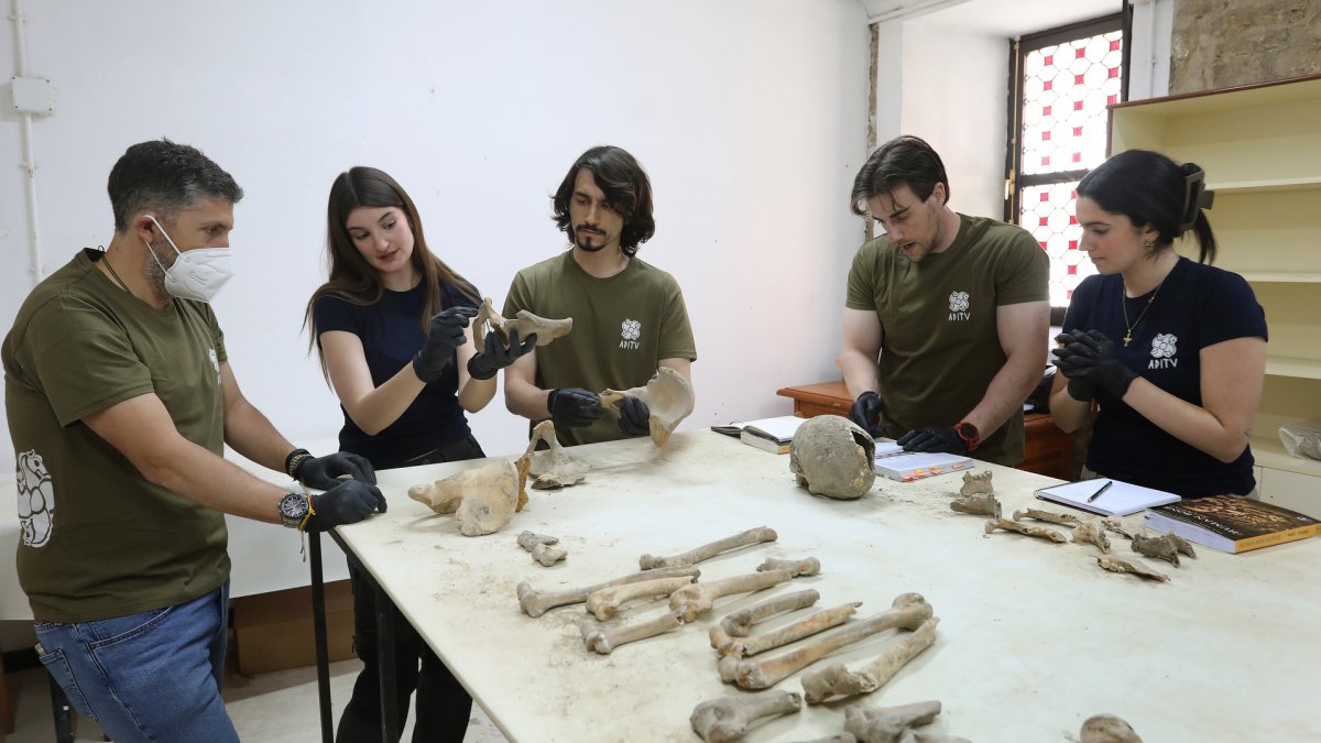 Parte del equipo internacional de arqueólogos y estudiantes trabaja para desentrañar los secretos de cientos de personas enterradas allí entre los siglos XII y XV.
