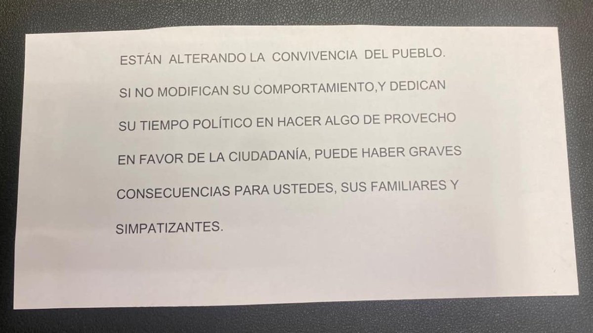 Carta recibida en la sede de Vox en Valladolid.