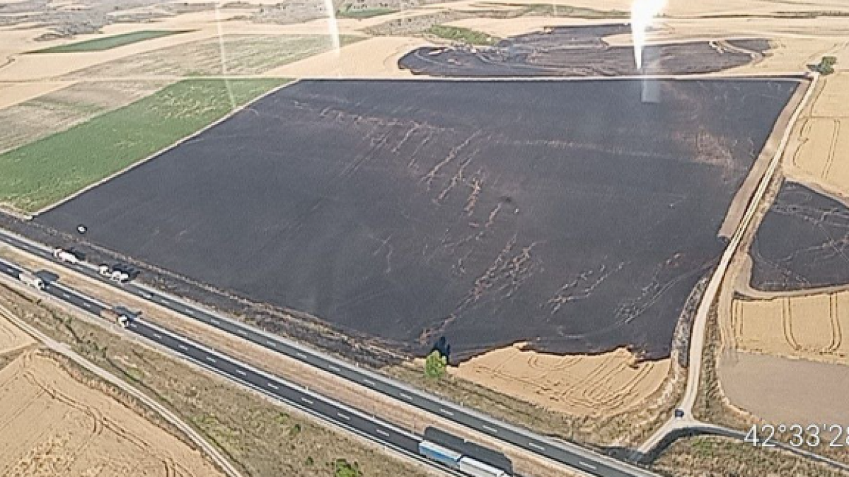 Imagen de la superficie afectada por el incendio.