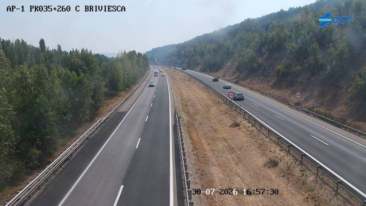 Imagen de tráfico en la AP-1 en Briviesca.