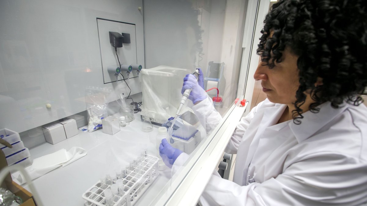 Cristina Valdioseras, responsable del grupo Admextur de adn, en un laboratorio de la UBU.