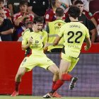 Gonzalo Petit celebra el gol que supuso los tres puntos para el Mirandés.