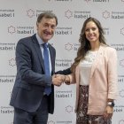 El rector Alberto Gómez Barahona y la presidenta de AJE Burgos, Lucía Echevarrieta.