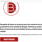 Pantallazo de la web de los bonos en la que se puede leer la palabra 'agotados'.