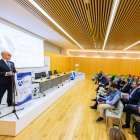 El presidente de la Federación de Hostelería de Burgos, Enrique Seco, en el Foro de Alojamientos Turísticos de Castilla y León.