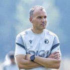 Sergio Francisco, en un entrenamiento del Burgos CF.