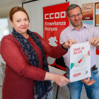 Susana Luengo, responsable de Enseñanza Pública CCOO, y Jesús Moradillo, secretario general de Enseñanza. TOMÁS ALONSO