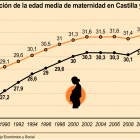 Evoluci?n de la edad media de maternidad en Castilla y Le?n (15cmx7cm)