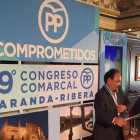 Ángel Guerra durante su intervención, ayer, en el Congreso comarcal del Partido Popular en la Ribera del Duero.-ECB