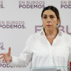 Marga Arroyo, durante la presentación de su candidatura por Podemos a la Alcaldía de Burgos. SANTI OTERO
