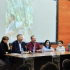 De i. a d.: Patricia Font, Francesc Escribano, José Solas, Alba Hermoso, Nicolás Calvo y Carlos Fernández, este jueves en la Casa de Cultura de Briviesca.