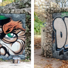 Mural en el parque de la Isla y grafiti de dudoso gusto por encima.