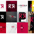 Conjunto de elementos que conforman el logotipo y la imagen, con la doble R en forma de telón, de La Parrala.